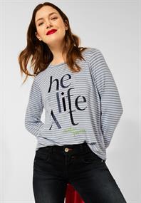 Streifen Shirt mit Wording dark vintage blue