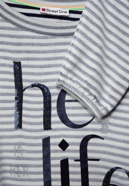 Streifen Shirt mit Wording dark vintage blue