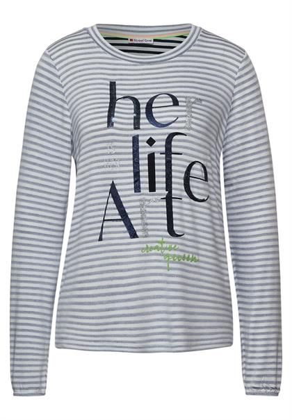 Streifen Shirt mit Wording dark vintage blue