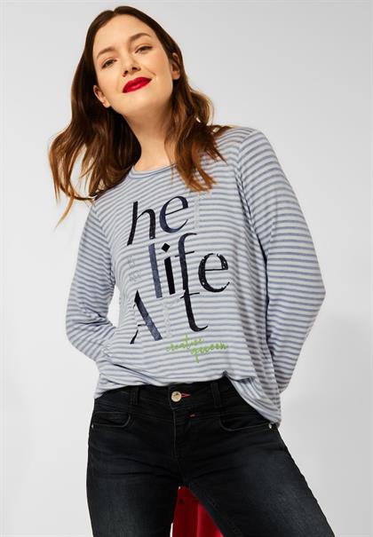 Streifen Shirt mit Wording dark vintage blue