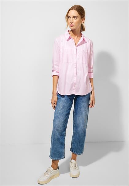 Streifenbluse im Baumwollmix soft legend rose