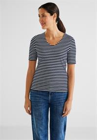 Streifenshirt mit Halbarm deep blue