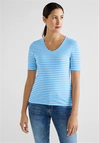Streifenshirt mit Halbarm splash blue