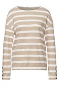 Streifenshirt mit Knöpfen sheer beige