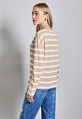 Streifenshirt mit Knöpfen sheer beige