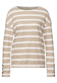Streifenshirt mit Knöpfen sheer beige