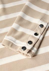 Streifenshirt mit Knöpfen sheer beige