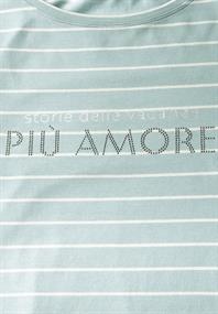 Streifenshirt mit Wording cool salvia green