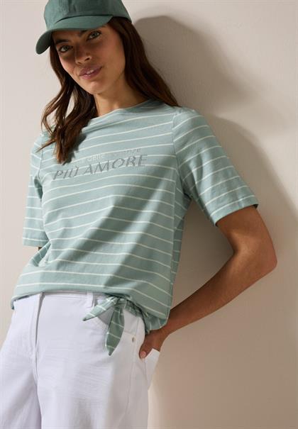 Streifenshirt mit Wording cool salvia green