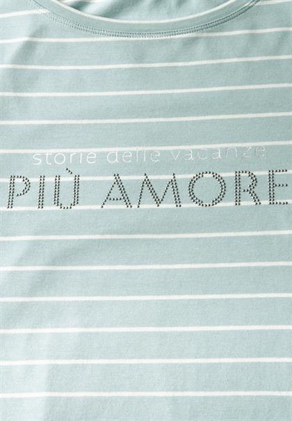 Streifenshirt mit Wording cool salvia green