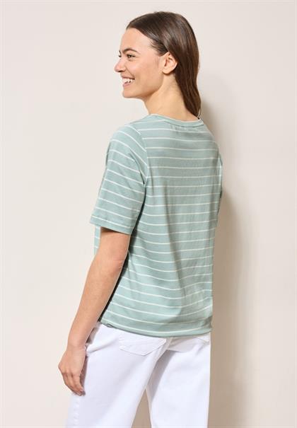 Streifenshirt mit Wording cool salvia green