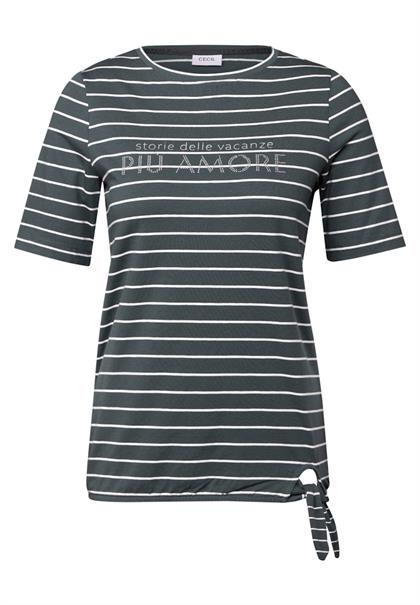 Streifenshirt mit Wording slate khaki