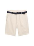 Stretch Slim Chino Shorts mit Gürtel white beige zig zag structure
