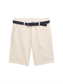 Stretch Slim Chino Shorts mit Gürtel white beige zig zag structure