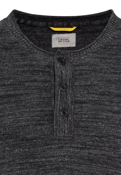Strick Henleyshirt aus reiner Baumwolle asphalt