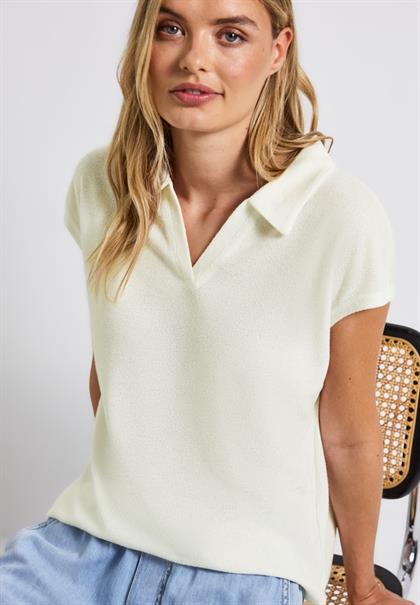 Strick-Look Poloshirt off white