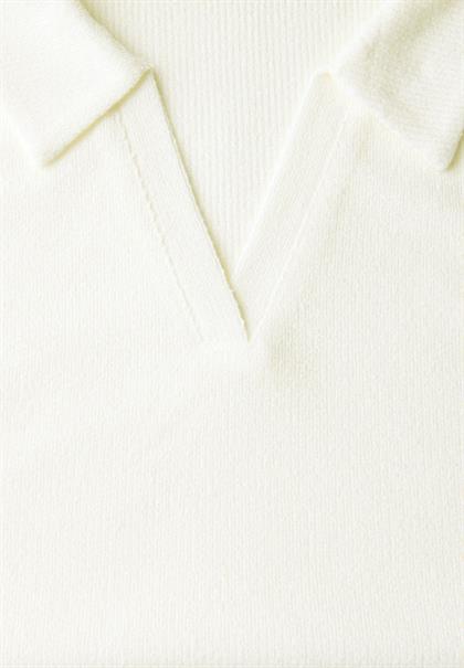 Strick-Look Poloshirt off white