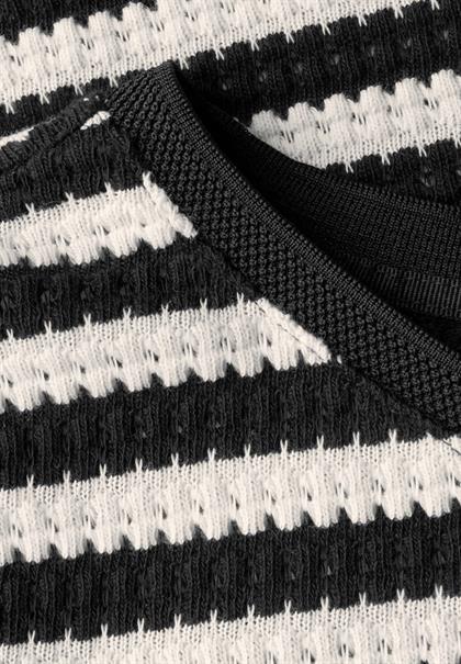Strick-Look Streifenshirt black