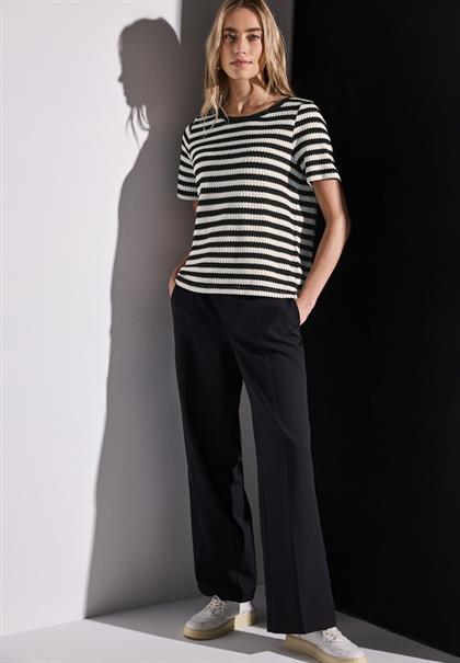 Strick-Look Streifenshirt black