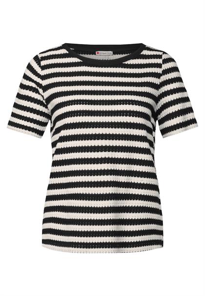 Strick-Look Streifenshirt black