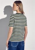 Strick-Look Streifenshirt hunter green