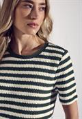 Strick-Look Streifenshirt hunter green