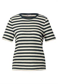 Strick-Look Streifenshirt hunter green