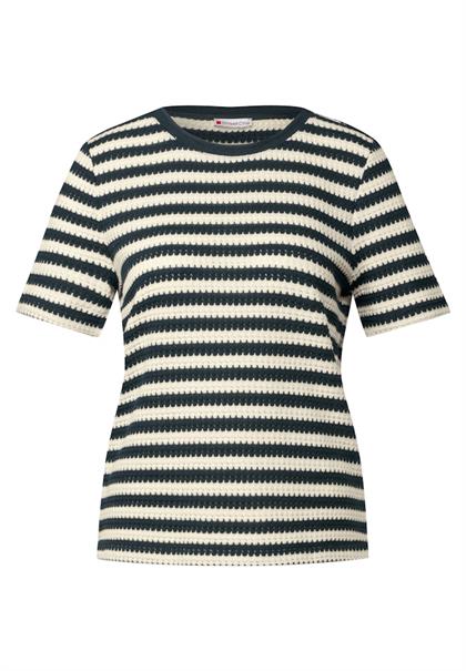 Strick-Look Streifenshirt hunter green