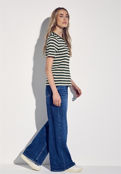 Strick-Look Streifenshirt hunter green