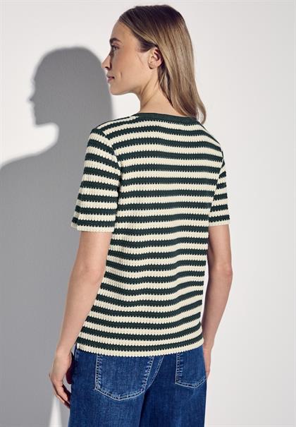 Strick-Look Streifenshirt hunter green