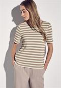 Strick-Look Streifenshirt safari beige