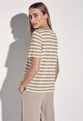 Strick-Look Streifenshirt safari beige