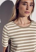 Strick-Look Streifenshirt safari beige