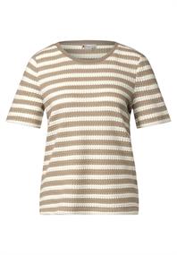 Strick-Look Streifenshirt safari beige