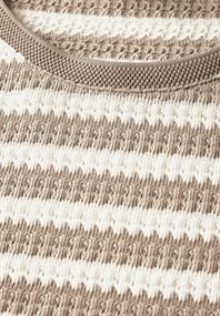 Strick-Look Streifenshirt safari beige