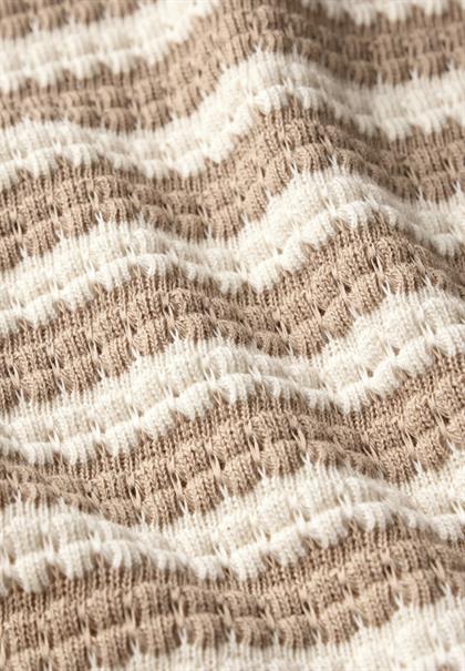 Strick-Look Streifenshirt safari beige