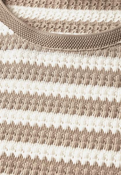 Strick-Look Streifenshirt safari beige