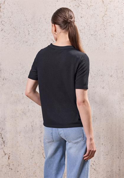 Strick-Look T-Shirt dark void blue