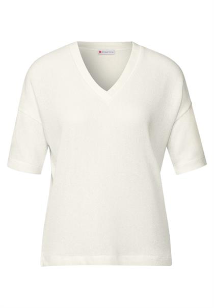 Strick-Look T-Shirt off white