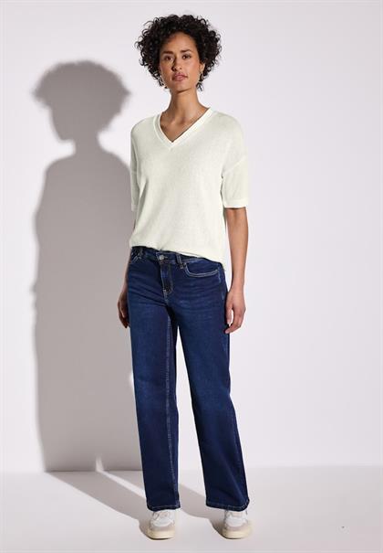 Strick-Look T-Shirt off white