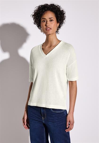 Strick-Look T-Shirt off white
