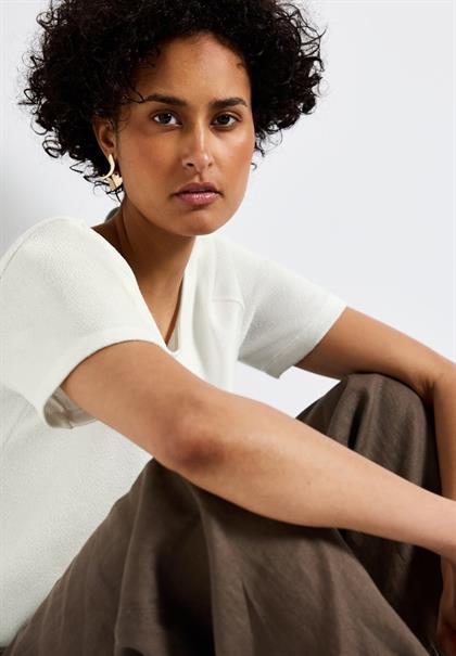 Strick-Look T-Shirt off white