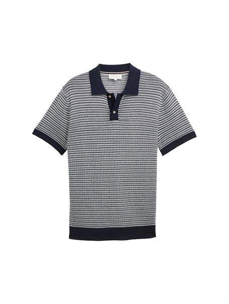Strick-Poloshirt aus Baumwolle navy white fancy stripe