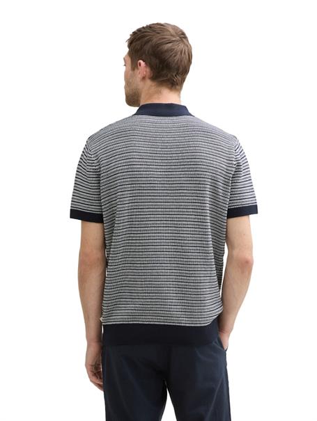 Strick-Poloshirt aus Baumwolle navy white fancy stripe