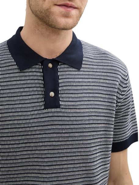 Strick-Poloshirt aus Baumwolle navy white fancy stripe