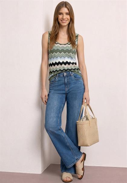 Strick-Top mit Zick-Zack-Muster deep bound green