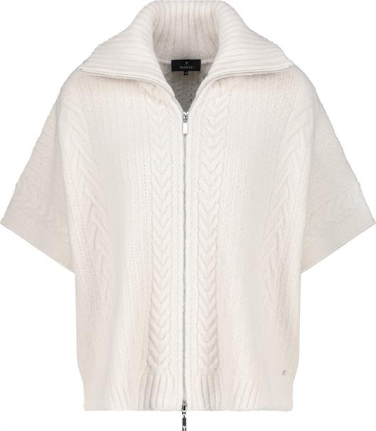 Strickcape mit Zopfmuster oat milk