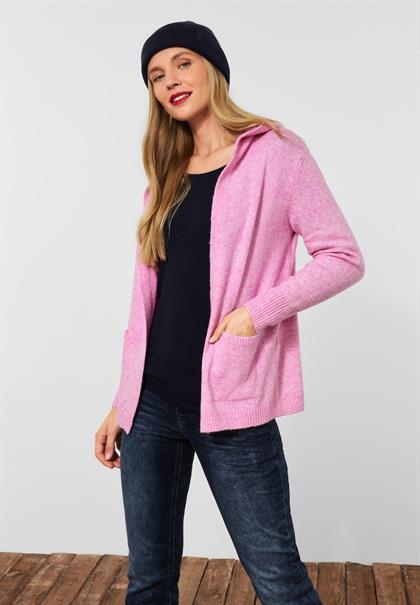 Strickcardigan mit Kapuze pink crush melange