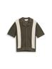 Strickhemd mit Resort Kragen und Knopfleiste faded green white colorblock