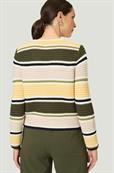 Strickjacke gestreift patch khakicream
